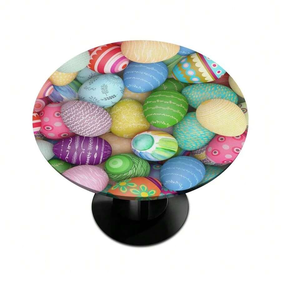 Pardick Colorful Eggs Round Fitted Tablecloth With Easter Easter Round Table Cover Waterproof Wipeable Polyester Circle Table Cloths For Kitchen Party Patio Holiday Decor Fit For 40\-44\ Tables,42inch(Round),A08:AEasterEgg - A08:aEasterEgg - View 1