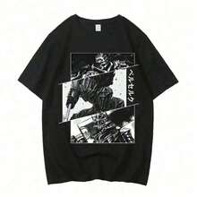 Anime Berserks Tshirt Summer Men Women High Quality Cotton Short Sleeve T Shirt Print T-Shirt Tops  Tee Trendss Fans Clothes - 黑色 - 查看 6
