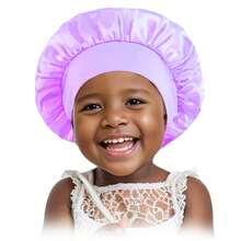 Customized Text Children's Satin Sleep Cap, Solid Color Wide Brim Elastic Mock Silk Round Hat, Hair Care Cap, Baby Cute Candy Color Versatile Children Headscarf Hat. - Multicolor - View 15