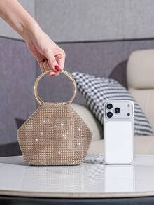 Túi xách đính đá lấp lánh, ví cầm tay dự tiệc hình dáng độc đáo, ví quai tròn thanh lịch, túi xách thời trang phong cách Âu Mỹ dành cho nữ. - Rượu sâm banh - Xem 7