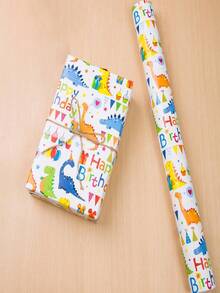 1 rollo de papel de regalo con estampado de globos de colores, adecuado para cumpleaños, fiestas y regalos - 43cm X 300cm (17in X 118.11in) - Multicolor - Ver 2