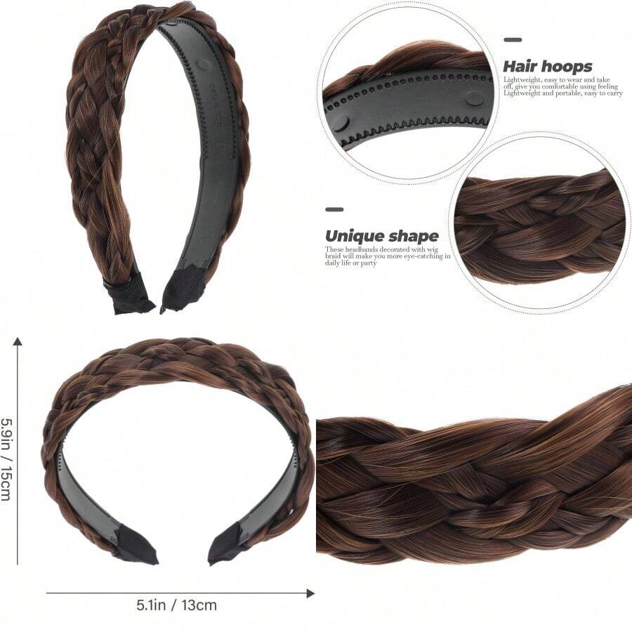 ml Lurrose Diadema Trenzada Diadema De Trenzas Con Diente Flequillo Accesorio Para El Cabello Para Mujer Pelucas Trenzadas Hueso De Pescado Boda Alambre De Alta Temperatura Perder10101 - marrnclaro - Ver 1