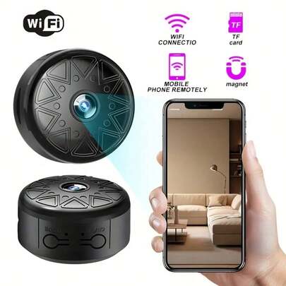 1 Camera mini thông minh 1080P Full HD, hỗ trợ kết nối WiFi 2.4Ghz, truy cập từ xa qua ứng dụng di động, phát hiện chuyển động, ghi hình liên tục, đàm thoại nội bộ, sạc USB, sử dụng trong nhà/ngoài trời - Thích hợp cho an ninh văn phòng, xe hơi và nhà ở, camera giấu kín.