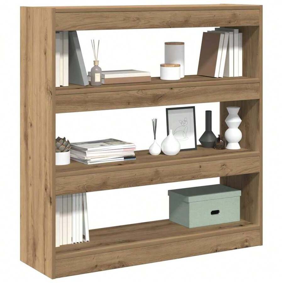 Libreria vidaXL in rovere artigianale, 100 x 30 x 103 cm, in legno composito. - Castano - Visualizzare 1