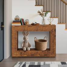 Hodeffior 120cm Console Table For Entryway, Wooden Entry Table Foyer Hallway Tables, Rustic Farmhouse Decor For Living Room, Industrial Console Sofa Tables, 120x84x30cm - Brown - View 3