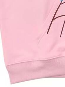 Spiderweb Style Autumn/Winter Medium-Thick Hoodie Set, Street Style Casual Sports Hoodie Set - 粉色 - 查看 7