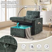 Reclining Armchair/Lounge Chair With Mobile Phone Holder, Single Armchair With Side Pockets And Large Storage Space, Chaise Lounge Suitable For Living Room, Bedroom And Reading Corner, Chenille - 綠色 - 查看 6