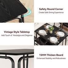 Huisuilinss 5 Piece Dining Table Set,Kitchen Table And Chairs For 4,Rectangular Metal Wood Modern Dinner Table Set With 4 Upholstered PU Leather Chairs For Kitchen Dining Room Apartment - negro - Ver 6