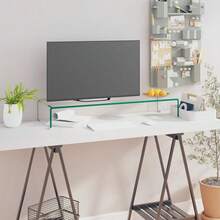 Larryhot Mobile/Rialzo Porta TV in Vetro Trasparente 90x30x13 cm,Robusto e durevole, facile da montare, la scelta ideale per l'arredamento della casa - Bianco avorio - Visualizzare 1