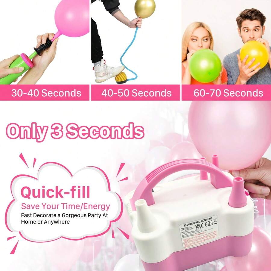 Mini Portable Lightweight Holiday Electric Balloon Pump, Dual Nozzle Inflator Air Blower Pump, Suitable For Party Birthday Christmas Decoration (220V-240V)