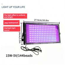 50/96/144/216颗LED紫外线黑光灯，385-400nm紫外线，金属紫外线泛光灯，5V+USB供电+开关控制，适用于荧光派对、圣诞节、万圣节、人体彩绘、荧光艺术、节日和霓虹装饰 - UV紫光燈 - 查看 13