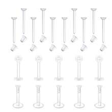 CIZME Clear Earrings Studs Retainers Plastic Pins And Back Rubbers Stoppers Acrylic Ear Lobe Tragus Piercing 20G - Clear - View 9
