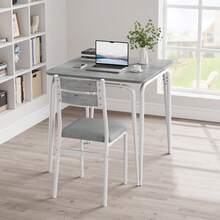 Huisuilinss 3-Piece Dining Table Set,Dining Room Table Set With 2 Padded Chairs,Small Kitchen Table And Chair Set For 2,Square Dinette Set,Dinner Table Set For Small Space Apartment - blanco gris - Ver 7