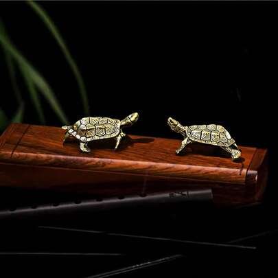 Schildkröten-Statue (2er-Pack), Feng-Shui-Figur für Geld und Glück, dekorative Statue für drinnen und draußen, Teetier-Dekoration