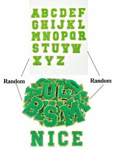 26件/套 闪光字母熨烫贴片 雪尼尔A-Z贴片 装饰修补刺绣个性化缝制贴片 适用于衣物修补 帽子 衬衫 鞋子 牛仔裤 包包 - 彩色 - 查看 12