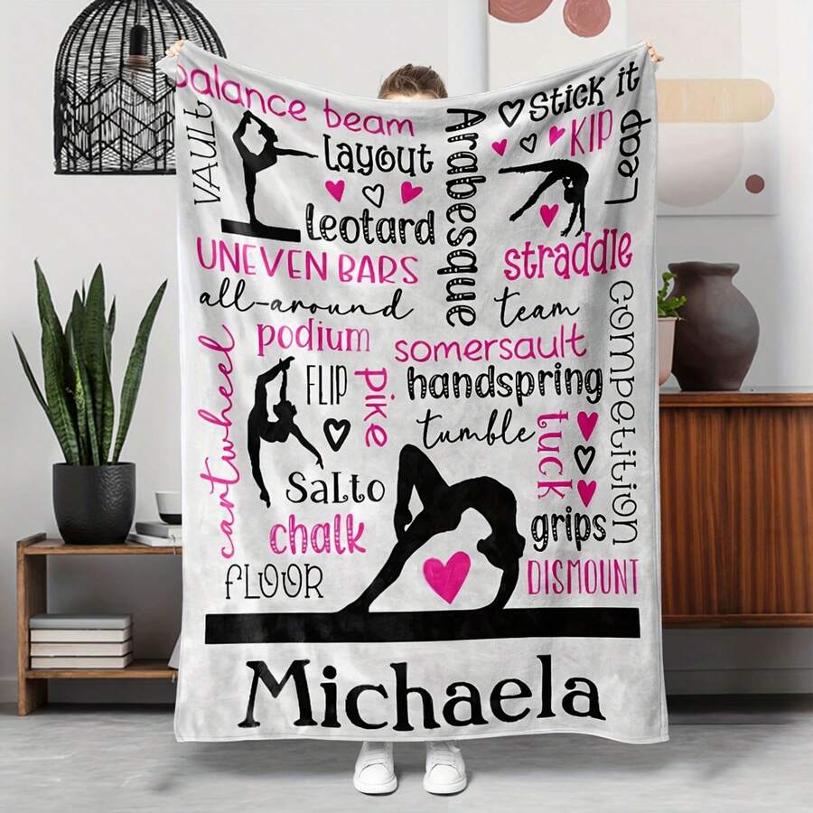 1pc Gymnastics-Themed Custom Blanket Suitable For Gymnasts - Soft Flannel Bedspread With Gymnast Motifs, Machine Washable Gift For Gymnastics Lovers, All-Season Cozy Throw For &Pop Gift (Multiple Sizes Available) Nordic Style Acrylic Rectangular Office Nap Sofa Blanket, Air Conditioning Blanket, Knitted Small Blanket, Shawl Cover Blanket, Bed End Blanket Soft & ,Skin-Friendly Multi-Size Versatile Blanket ,Lettering Numbers Doodle Christmas Blanket,Chicken PrintingPerfect Christmas, Halloween, Birthday Gift For Home Decor,Uplifting Gift For Friends, Family, Happy Valentine's Day,Happy New Year. - Nhiều màu - Xem 1