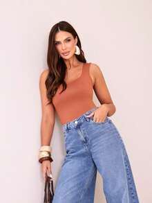 Manon Store Women's High-Waisted Wide-Leg Jeans, Medium Wash, Vintage Style, With Pockets, Zipper, And Button Closure, Everyday Wear - 中等水洗藍 - 查看 3