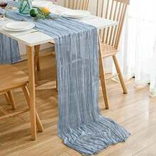 Camino de Mesa de 3. pies/4 Metros de Tela de Queso rústico Transparente , para Boda, Novia, Baby Shower, Fiesta de cumpleaños, decoración de Mesa de Tartas (Pasto Verde, )(2 azul claro) - Multicolor - Ver 3