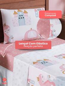Jogo de Lençol 3 Peças Solteiro Infantil Para Menino Menina Várias Estampas Para Criança Bouti Kids - Little Princess 3 Peças - Visão 3