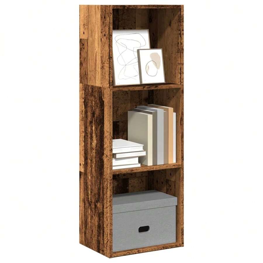 Estante vidaXL, com aparência de madeira reciclada, 40x30x114 cm, material à base de madeira. - Castanho - Ver 1
