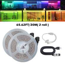3535 RGB LED灯带 - App控制，USB供电，自带背胶，安装简便，适用于卧室、客厅、家庭影院、游戏室和节日派对装饰 - 多色光 - 查看 12