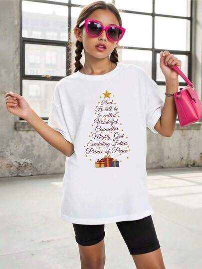playeras de niño,camisas para niño,ropa de niño,blusas para niña,ropa de niña,Camisetas navideñasYoung Girl's Bible Verse Tree Golden Stars And Box Decorations, Full Of And Faith Atmosphere% Cotton Graphic Tees, Halloween Clothes Girls, Regular Fit Fall Kids Girls-Shirt, White Round Neck Letter Print-Shirts, Washable, Suitable Outdoor Sports And Summer Tops,Toddler Cartoon Tee, Tween Girls Clothing, Religious, Festive Style, Soft Breathable Kids Clothes Girl's-13T,k,Ropa para niños,Navidad,disfraces de navidad,regalos de Navidad,Año Nuevo,Ropa de Año Nuevo,niño,Camisas de niño, camisetas de niño,Disfraces de Navidad para niñas, camisas para niñas,regalos de cumpleaños