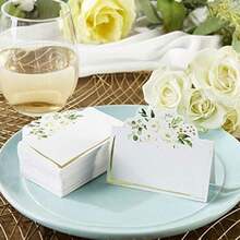 Kate Aspen - Juego de vajilla de 62 piezas de jardín botánico floral de eucalipto (16 invitados), perfecto para baby shower y despedidas de novia(Tarjeta de asiento) - Multicolor - Ver 4