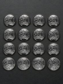 20 piezas/paquete Botones metálicos con corona redonda, botones decorativos de costura a mano para suéteres, abrigos, chaquetas, camisas y trajes de hombre - Multicolor - Ver 10