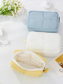 Multi-Pocket Camera Bag Fashion Quilted Ccd Storage Bag Portable Makeup Bag Large Capacity Purse Wallet Soft Material Anti Fall And Dustproof Small Bag Camera Pouch,Travel Essential - Multicolor - View 2