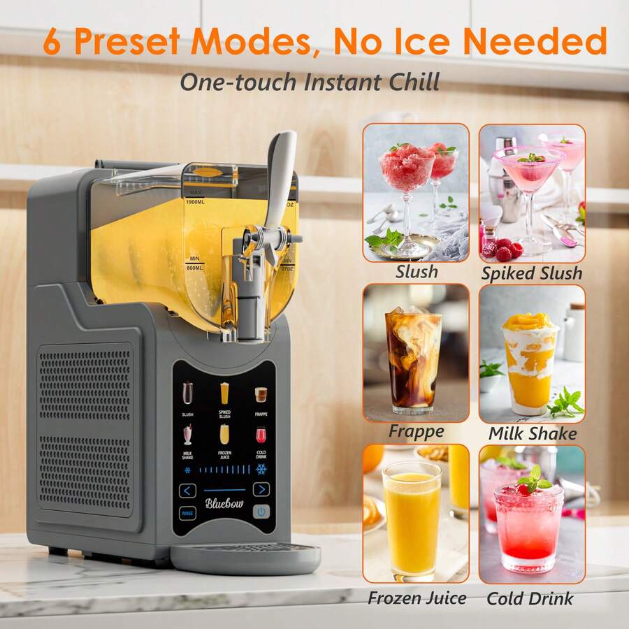 Commercial Slushie Machine - 88oz Single Tank Frozen Drink Maker For Margaritas, Smoothies & Cocktails, Easy-Touch Control, Home/Bar/Cafe Use - US A Type Plug(110-127V) - View 1