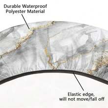 Marble Texture Round Fitted Tablecloth With Elastic Edge Grey Marble Small Round Table Cover Wipeable Circle Table Cloths For Outdoor Party Patio Kitchen Decor Fit For 40inch-44inch Tables,42inch(Round),D:Marble - D:marble - View 4