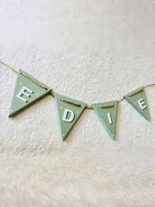 1pc Personalized Wooden Triangle Flag, Wooden Banner, Customized Name Triangle Flag, Holiday House Decor, Christmas Tree Decor, Nordic Style Triangle Flag, Merry Christmas Banner, DIY Christmas Wreath