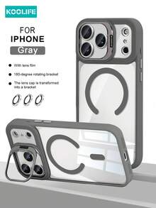 Koolife Premium Ultra-Protective MagSafe Wireless Charging Phone Case - Luxury Eagle Eye Glass Frame And Built-In Stand, High-Transparent PC Backplate (Retains Original Phone Color), 2-In-1 Full-Body Design, Waterproof, Anti-Fall, Anti-Shock, Anti-Scratch, Compatible With IPhone 17/17 Pro/17 Pro Max/17 Air/16/16 Pro/16 Plus/16 Pro Max/15/14/13/12 Pro/Plus/Pro Max - Grey - View 3