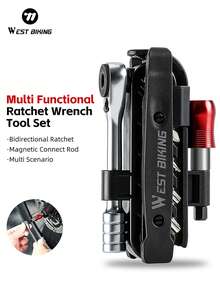 Juego de herramientas de reparación multifuncional para bicicleta WEST BIKING, juego de destornilladores, llave de trinquete y herramientas de mantenimiento para bicicleta de montaña y de carretera - Negro - Ver 2