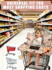 2-In-1 Baby Shopping Cart Cover & High Chair Cover, Comfortable Infant & Toddler Universal Shopping Cart Seat Cover, Fits Most Carts, Machine Washable - Multicolor - View 6