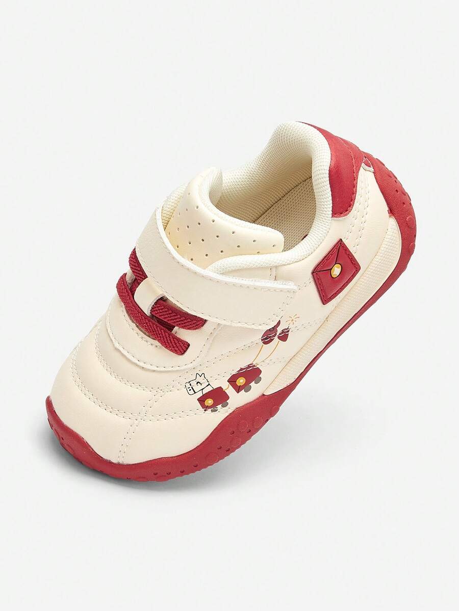 Balabala Boys' First-Walker Shoes 2026 Anti-Slip Breathable Soft Toddler Sneakers - White and Red - View 1