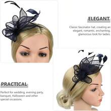ml Lurrose Sombrero De Coctel Tocados Sombreros Funerarios Para Mujer Pelucas Para Mujer Flores Con Clip Para Sombreros Derby Diadema De Malla Encantador Abs De Las Mujeres Articulos De Ropa10101 - azuloscuro - Ver 4