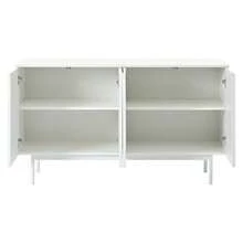 Modern minimalistisk vit skänk med 4 Türen im Bogenmuster für Esszimmer und Wohnzimmer (Weiß) - Vitt - Visa 7