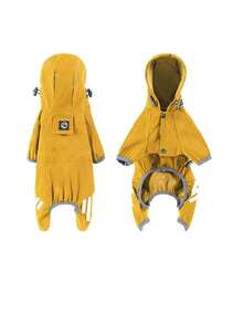 Lightweight Polyester Reflective Stripe Full Coverage 4-Leg Dog Raincoat, Waterproof Pet Apparel Suitable For Small Poodle All Year Round - Yellow - View 11
