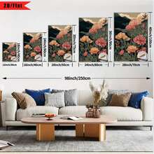 Enmarcado [2D Plano] 1 Pieza Patrón de Estilo Vintage, Representando un Jardín Exuberante| Pintura de arte en lienzo plano 2D, adecuada para decoración de regalos de Acción de Gracias y otras festividades, perfecta para decoración de hogar, habitación, sala de estar, dormitorio, baño, Halloween, marco de madera, se puede colgar directamente, no necesita instalación. - Multicolor - Ver 8