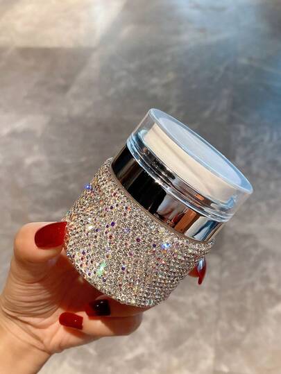 1pc 50ml Vacuum Pump Moisturizer Bottle, High-End Sparkling Rhinestone Decor, Liquid Cream Dispenser, Travel Friendly, Creative Cosmetic Gift