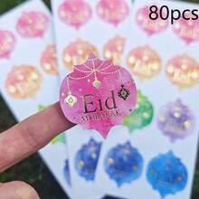 40/50/80/100 miếng dán chữ Eid Mubarak, thích hợp để tự làm nhãn gói quà tặng cho bữa tiệc Eid. - Nhiều màu - Xem 23