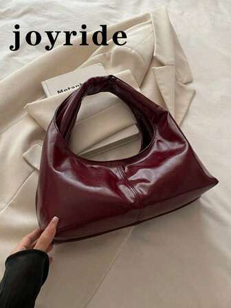 תיק כופתאות עור רך בצבע אחיד PU מרופד 1pc, תיק בית השחי בצבע ניגודי אופנתי, סגנון קז'ואל, תיק כתף קז'ואל לעבודה, מתאים למשרד, עסקים, דייט, קניות ואירועים אחרים