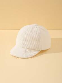 3件套婴儿简约纯色灯芯绒防晒帽/棒球帽，适合男孩女孩日常佩戴 - 3Pcs Black+White+Khaki - 查看 2