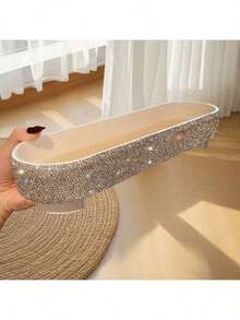 1pc Clay Inlaid With Diamonds Shining Ins Tray Perfume Aromatherapy Storage Rack Home Living Room Sorting Box Luxury Inlaid With Diamonds Desktop Skincare Storage Box - Multicolor - View 2