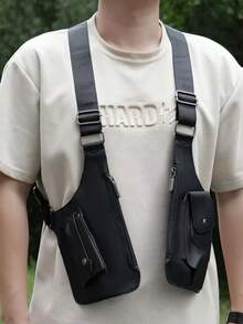 PU皮革休闲男士腰包，功能性街头风百搭男士胸包 - 彩色 - 查看 6