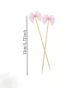 30/50/100 piezas Palillos con forma de cola de gallo de bambú, palillos con forma de lazo, pinchos elegantes para decoración de bodas, fiestas de San Valentín, decoración de fiestas de cumpleaños de niñas, adornos para cupcakes con moños rosas, sin necesidad de electricidad, insertos para decoración de pasteles - Multicolor - Ver 7