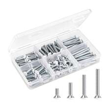 120pcs Wall Plate Screws, Switch Plate Screws, White Outlet Cover Screws, 6-32 Thread, Electrical Box Screws, Oval Head Slotted, 3/8", 9/16", 3/4", 1" Length - White - View 2