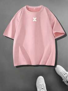 2pcs/Set Pink + Black Suede Short Sleeve T-Shirt, Unisex, 3D Print, Casual Daily, Office Commute, Street Fashion, Travel - Multicolor - View 5