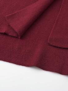 Áo khoác cardigan dệt kim dáng rộng thoải mái kiểu poncho dành cho nữ, thích hợp mặc hàng ngày. - Màu Đỏ Sâu - Xem 6